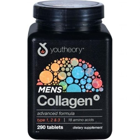 YOUTHEORY Youtheory 1711852 Gluten Free Advanced Formula Mens Collagen; 290 Tablets 1711852